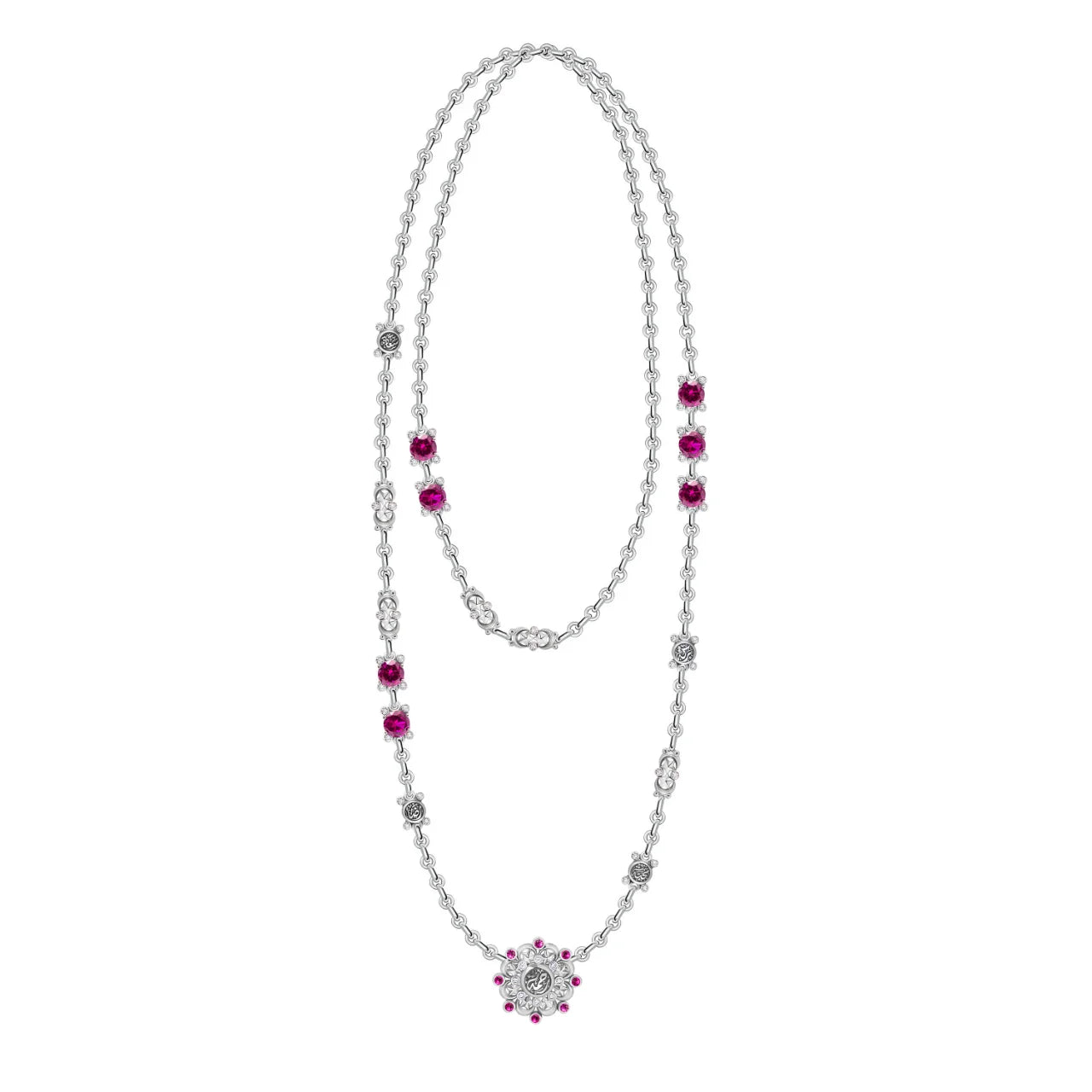 Baheya Silver Long Necklace